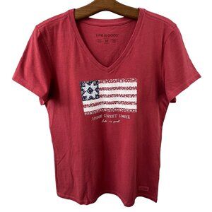 Life Is Good Crusher Tshirt Size Medium Home Sweet Home VNeck Short Sleeve Red
